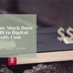 How Much Does VHS to Digital Really Cost – Your Photo Assistant VHS tape on dark stones with dollar signs and text overlay reading How Much Does VHS to Digital Really Cost, a 2026 price guide